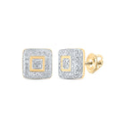 10kt Yellow Gold Sparkling Square Diamond Earrings - Top View