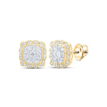 Load image into Gallery viewer, Radiant Glow: 10kt Yellow Gold Womens Diamond Square Earrings - Top View