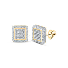 Load image into Gallery viewer, Radiant Square Diamond Earrings in 10kt Yellow Gold - Top View