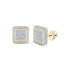 Radiant Square Diamond Earrings in 10kt Yellow Gold - Top View