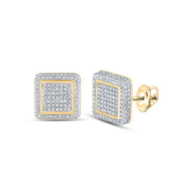 Radiant Square Diamond Earrings in 10kt Yellow Gold - Top View