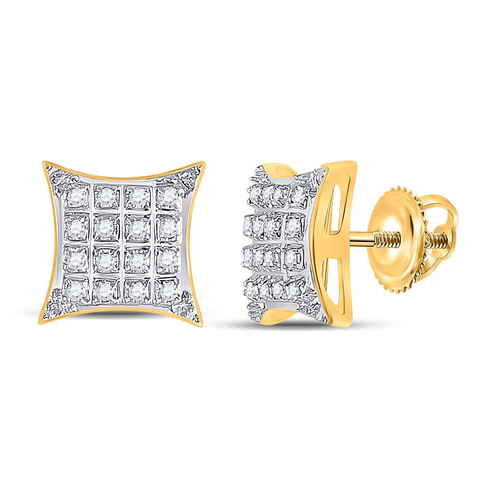 Earrings | 10kt Yellow Gold Womens Round Diamond Square Kite Stud Earrings 1/10 Cttw | Splendid Jewellery GND