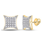 10kt Yellow Gold Square Kite Diamond Stud Earrings - Top View