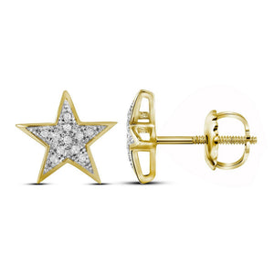 Earrings | 10kt Yellow Gold Womens Round Diamond Star Earrings 1/20 Cttw | Splendid Jewellery GND
