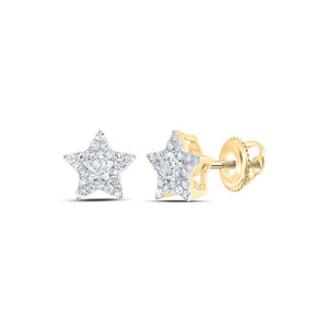 Earrings | 10kt Yellow Gold Womens Round Diamond Star Earrings 1/5 Cttw | Splendid Jewellery GND