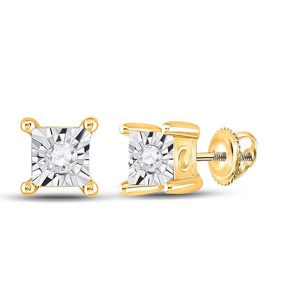 Earrings | 10kt Yellow Gold Womens Round Diamond Stud Earrings 1/20 Cttw | Splendid Jewellery GND