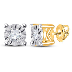 10kt Golden Brilliance Diamond Stud Earrings - Top View