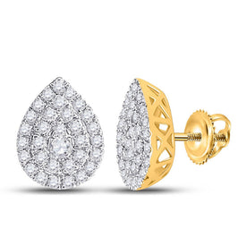 Captivating Brilliance: 10kt Yellow Gold Diamond Teardrop Cluster Earrings - Top View