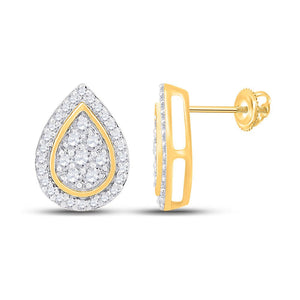 Earrings | 10kt Yellow Gold Womens Round Diamond Teardrop Earrings 1/3 Cttw | Splendid Jewellery GND