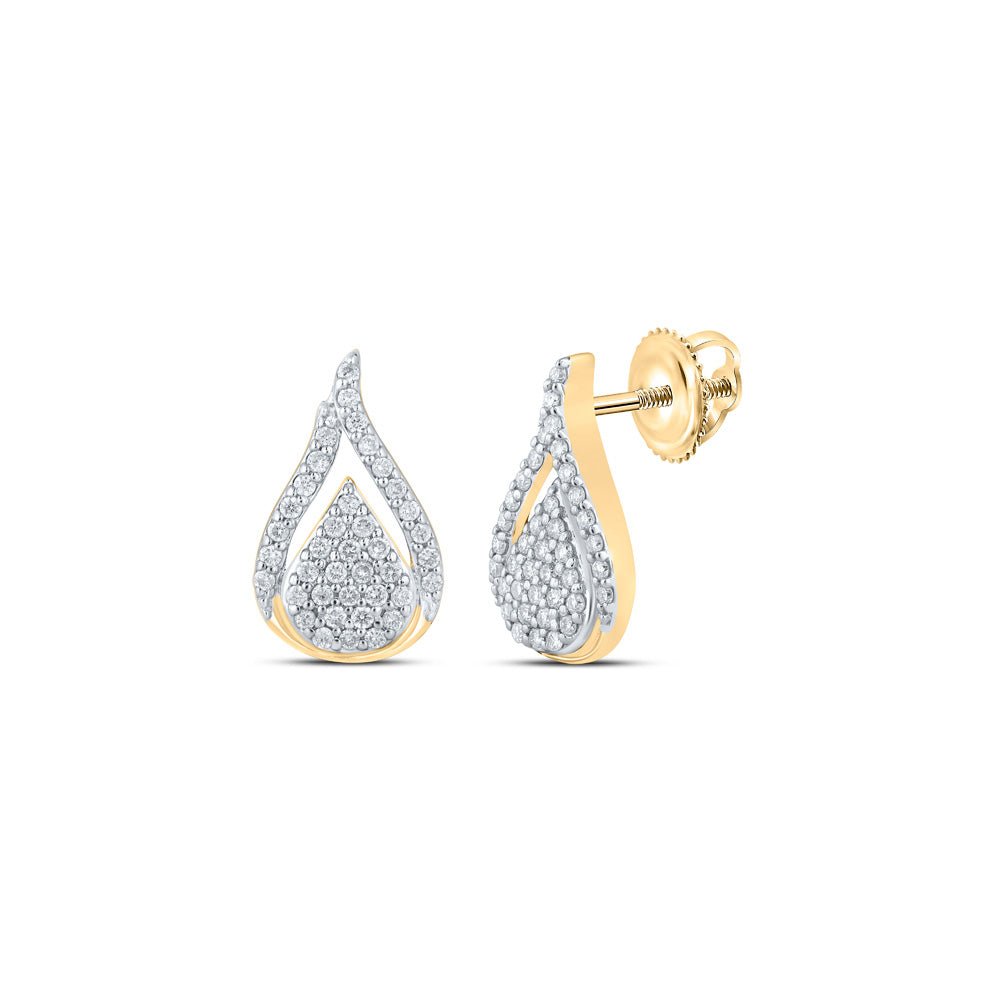 Earrings | 10kt Yellow Gold Womens Round Diamond Teardrop Earrings 1/3 Cttw | Splendid Jewellery GND