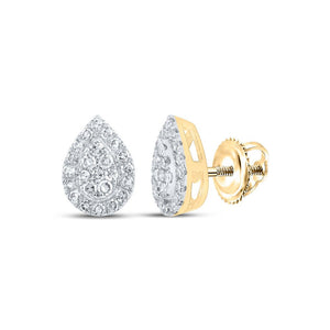 Earrings | 10kt Yellow Gold Womens Round Diamond Teardrop Earrings 1/4 Cttw | Splendid Jewellery GND