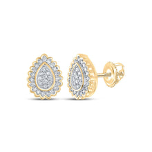 Load image into Gallery viewer, Radiant Diamond Teardrop Earrings in 10kt Yellow Gold - Top View