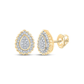 Radiant Diamond Teardrop Earrings in 10kt Yellow Gold - Top View