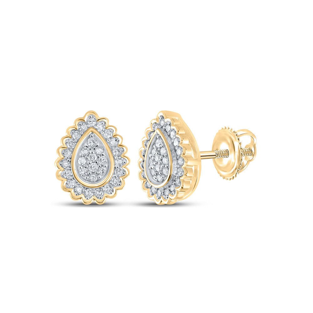 Earrings | 10kt Yellow Gold Womens Round Diamond Teardrop Earrings 1/4 Cttw | Splendid Jewellery GND