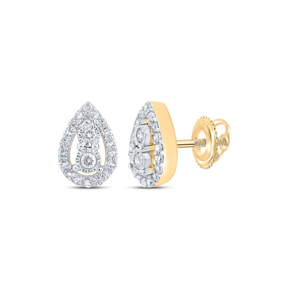 Earrings | 10kt Yellow Gold Womens Round Diamond Teardrop Earrings 1/5 Cttw | Splendid Jewellery GND