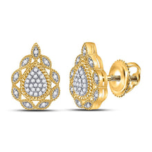 Load image into Gallery viewer, 10kt Radiant Diamond Teardrop Earrings in Yellow Gold - A Timeless Sparkling Treasure - Top View