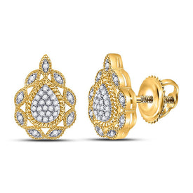 10kt Radiant Diamond Teardrop Earrings in Yellow Gold - A Timeless Sparkling Treasure - Top View