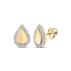 Earrings | 10kt Yellow Gold Womens Round Diamond Teardrop Earrings 1/8 Cttw | Splendid Jewellery GND