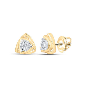 Earrings | 10kt Yellow Gold Womens Round Diamond Triangle Cluster Earrings 1/6 Cttw | Splendid Jewellery GND