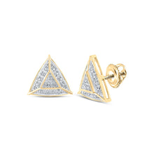 Load image into Gallery viewer, 10kt Yellow Gold Diamond Triangle Earrings: Modern Elegance and Sparkling Sophistication - Top View