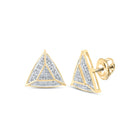 10kt Yellow Gold Diamond Triangle Earrings: Modern Elegance and Sparkling Sophistication - Top View