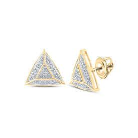 10kt Yellow Gold Diamond Triangle Earrings: Modern Elegance and Sparkling Sophistication - Top View