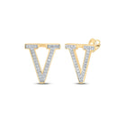 Sparkling 10kt Gold Diamond Initial Letter Earrings - Top View