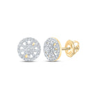 10kt Yellow Gold Diamond Wagon Wheel Cluster Earrings - A Mesmerizing Brilliance - Top View