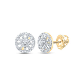 10kt Yellow Gold Diamond Wagon Wheel Cluster Earrings - A Mesmerizing Brilliance - Top View