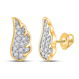 Earrings | 10kt Yellow Gold Womens Round Diamond Wing Angel Earrings 1/20 Cttw | Splendid Jewellery GND