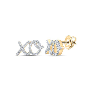 Earrings | 10kt Yellow Gold Womens Round Diamond XO Fashion Earrings 1/6 Cttw | Splendid Jewellery GND