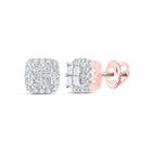 Radiant Rose Gold Princess Diamond Square Earrings - Top View