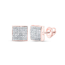 Load image into Gallery viewer, 14kt Rose Gold Princess Diamond Square Earrings - Radiant Brilliance Collection - Top View