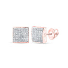 14kt Rose Gold Princess Diamond Square Earrings - Radiant Brilliance Collection - Top View