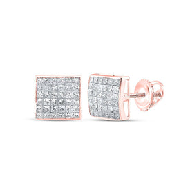 14kt Rose Gold Princess Diamond Square Earrings - Radiant Brilliance Collection - Top View