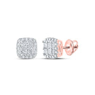 14kt Rose Gold Princess-Cut Diamond Square Earrings: A Dazzling Masterpiece of Elegance - Top View