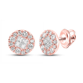 14kt Rose Gold Diamond Circle Earrings: A Radiant Delight - Top View