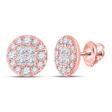Load image into Gallery viewer, Radiant Rose Gold Diamond Cluster Earrings: A Captivating Masterpiece - Top View