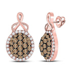 14kt Rose Gold Brown Diamond Cluster Earrings: A Mesmerizing Display of Elegance and Sophistication - Top View