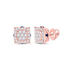 14kt Rose Gold Diamond and Blue Sapphire Cluster Earrings: A Captivating Union of Elegance and Allure - Top View
