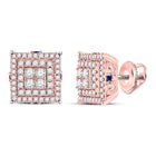 14kt Rose Gold Diamond Blue Sapphire Square Earrings: A Dazzling Fusion of Elegance and Style - Top View