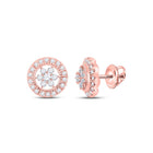 Floral Radiance: 14kt Rose Gold Diamond Cluster Earrings - Top View