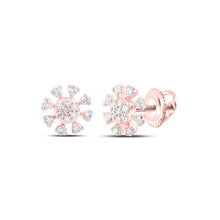 Load image into Gallery viewer, Radiant Rose Gold Diamond Cluster Earrings - Top View