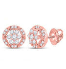 14kt Rose Gold Dazzling Diamond Cluster Earrings - Top View