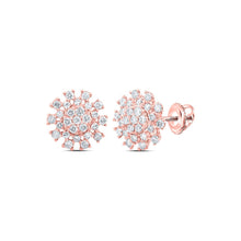 Load image into Gallery viewer, 14kt Rose Gold Diamond Cluster Sparkle Earrings - Top View