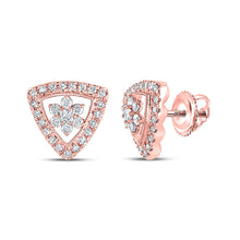 Load image into Gallery viewer, 14kt Rose Gold Diamond Cluster Triangle Earrings: A Captivating Masterpiece - Top View