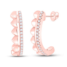 Load image into Gallery viewer, Radiant Rose Gold Diamond Hoop Earrings: Elegant and Timeless Glamour - Top View