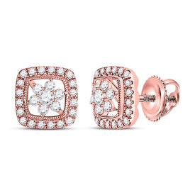 14kt Rose Gold Floral Cluster Diamond Earrings: A Mesmerizing Blossom of Brilliance - Top View