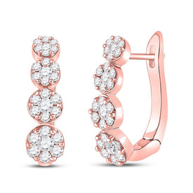 14kt Rose Gold Diamond Blossom Hoop Earrings - Top View