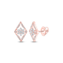Load image into Gallery viewer, 14kt Rose Gold Diamond Geometric Cluster Earrings - A Captivating Brilliance - Top View